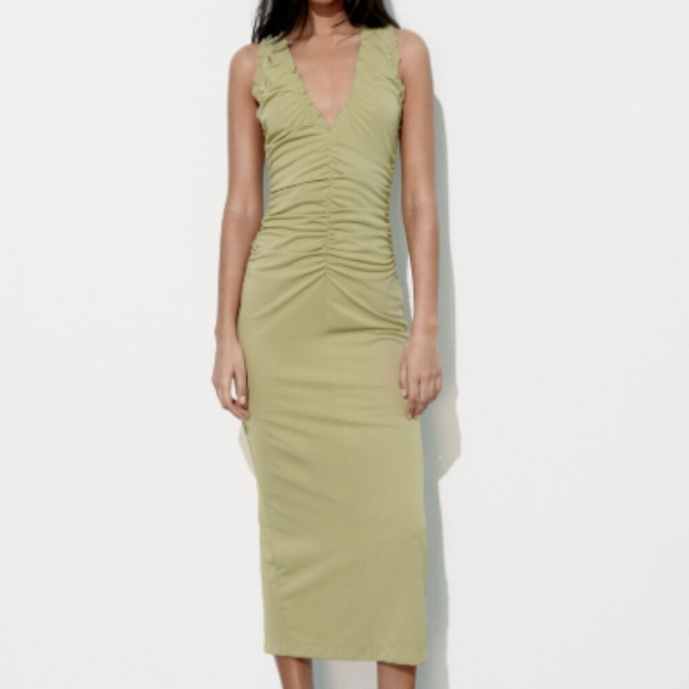 ZARA Ruffle Midi Dress